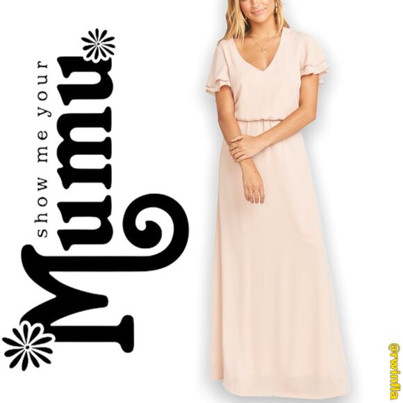 NWT SMYM Show Me Your Mumu Wedding Bridesmaid Michelle Maxi Dress Flutter Sleeve - Picture 1 of 7